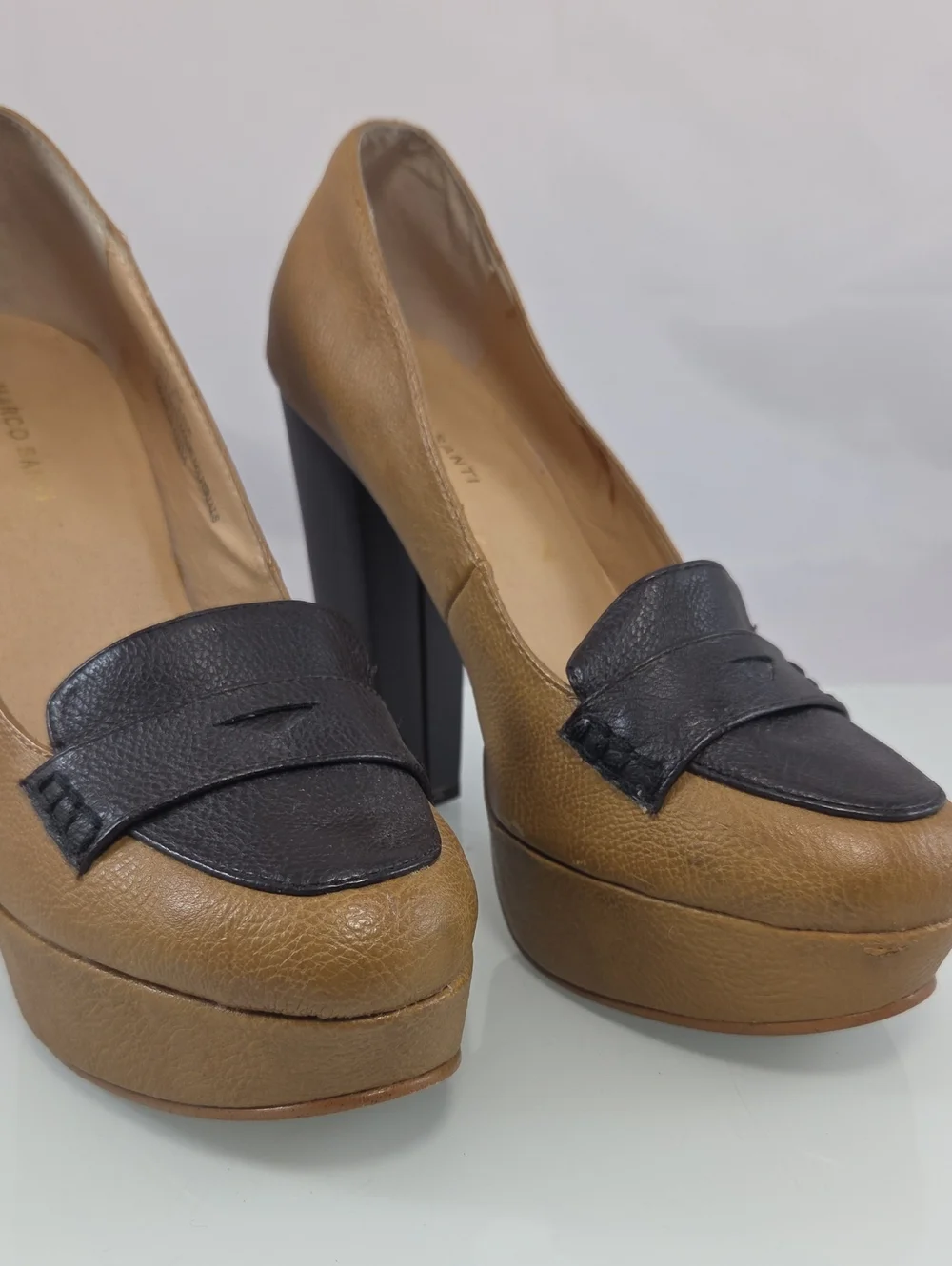Marco Santi Platform Loafer Pumps with Black Accents Size 8